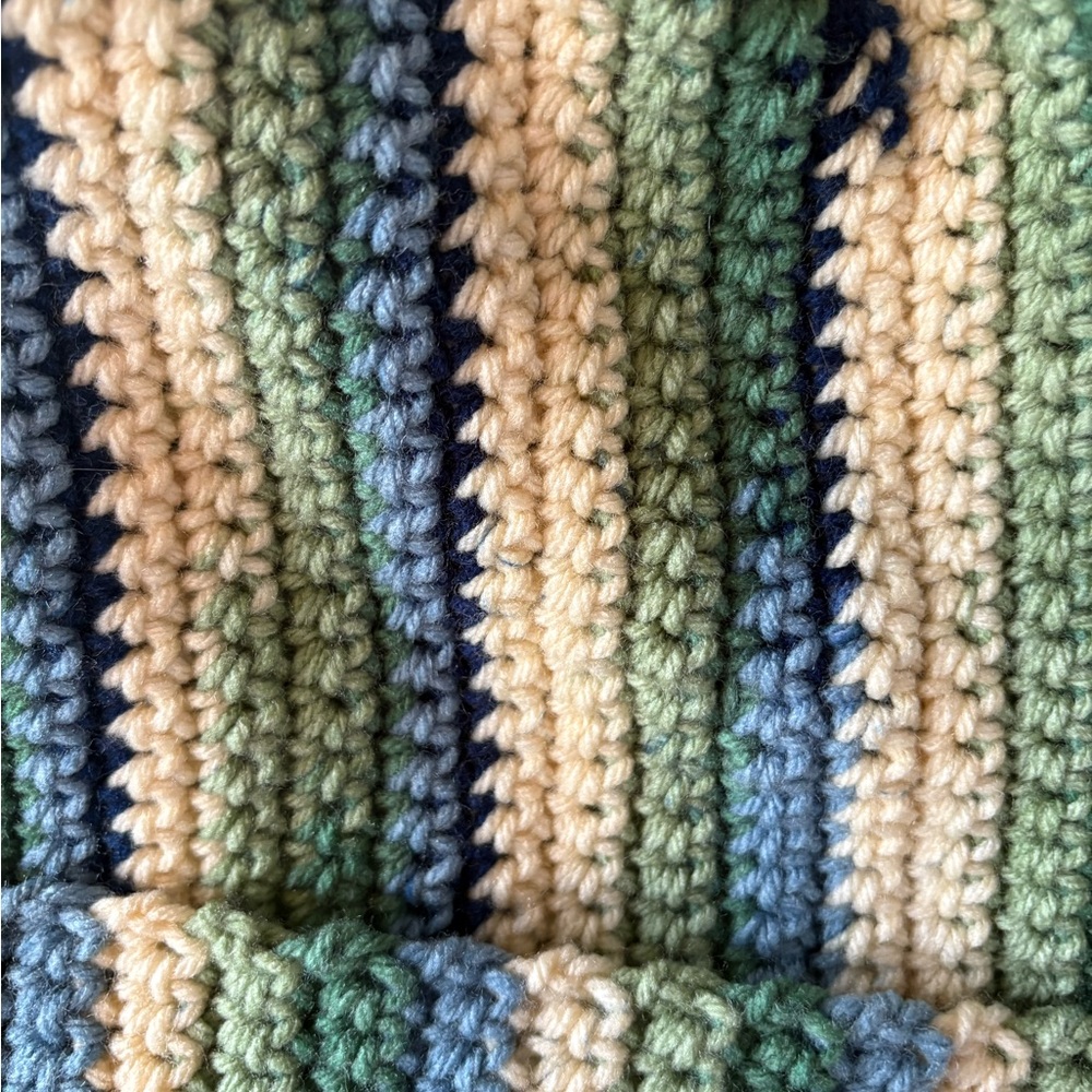 Striped beanie winter hat handemade crocheted beanie